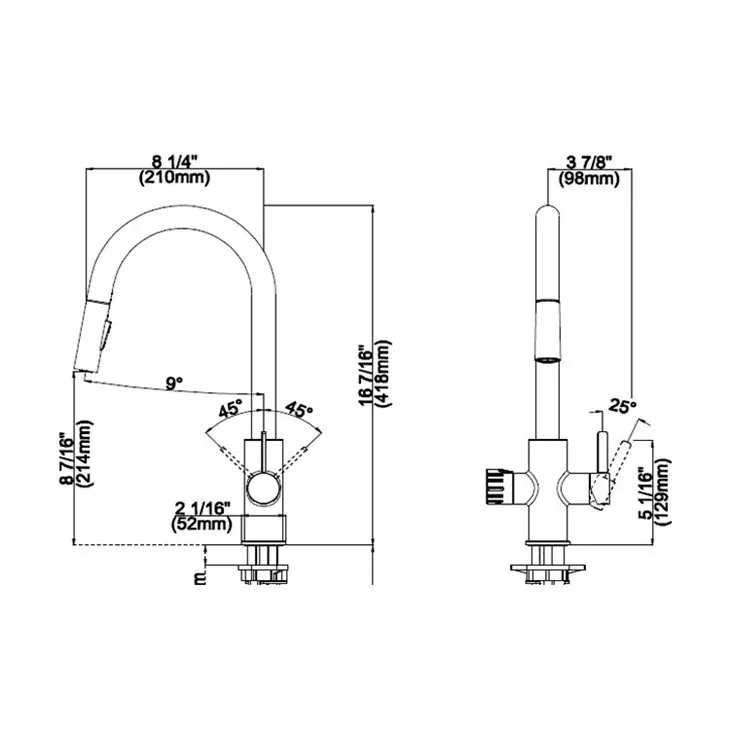 4 in 1 tap with pull out hose